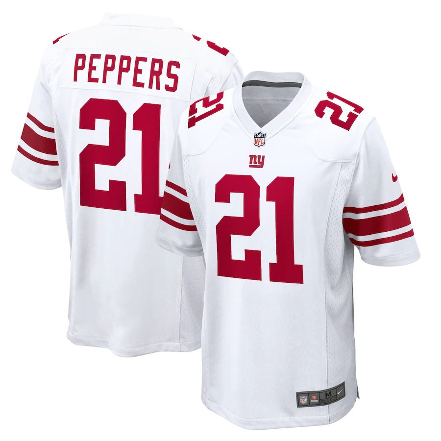 Men New York Giants 21 Jabrill Peppers Nike White Game NFL Jersey
